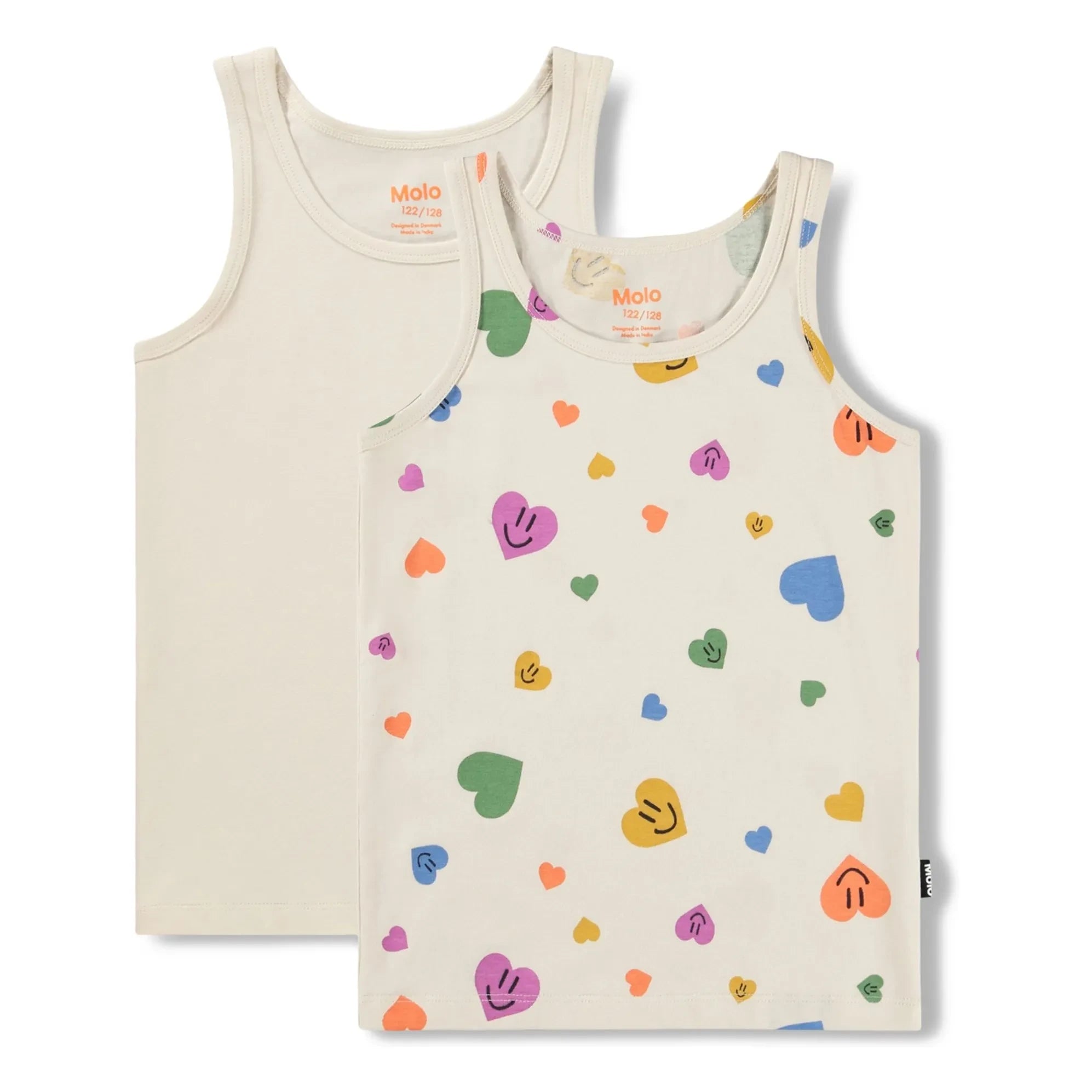 Molo - Pack of 2 Jeanie Cœurs Organic Cotton Tank Tops | Ecru