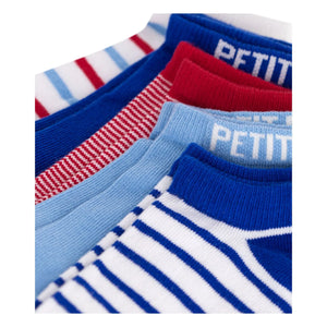 Petit Bateau - 5 Çift Çizgili Kısa Çorap | Mavi