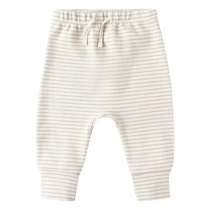 Quincy Mae - Striped Organic Knit Joggers | Oatmeal