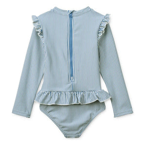 Liewood - Long Sleeve Swimsuit Sille Striped Seersucker Recycled Fiber | Blue
