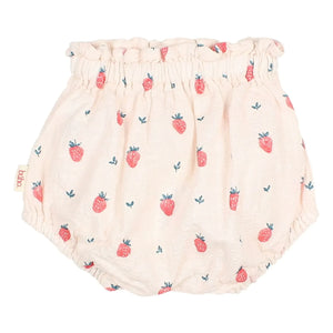 Búho - Organic Cotton Strawberry Print Bloomers | Powder Pink