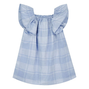 Bonton - Natasha Checked Gathered Dress | Blue