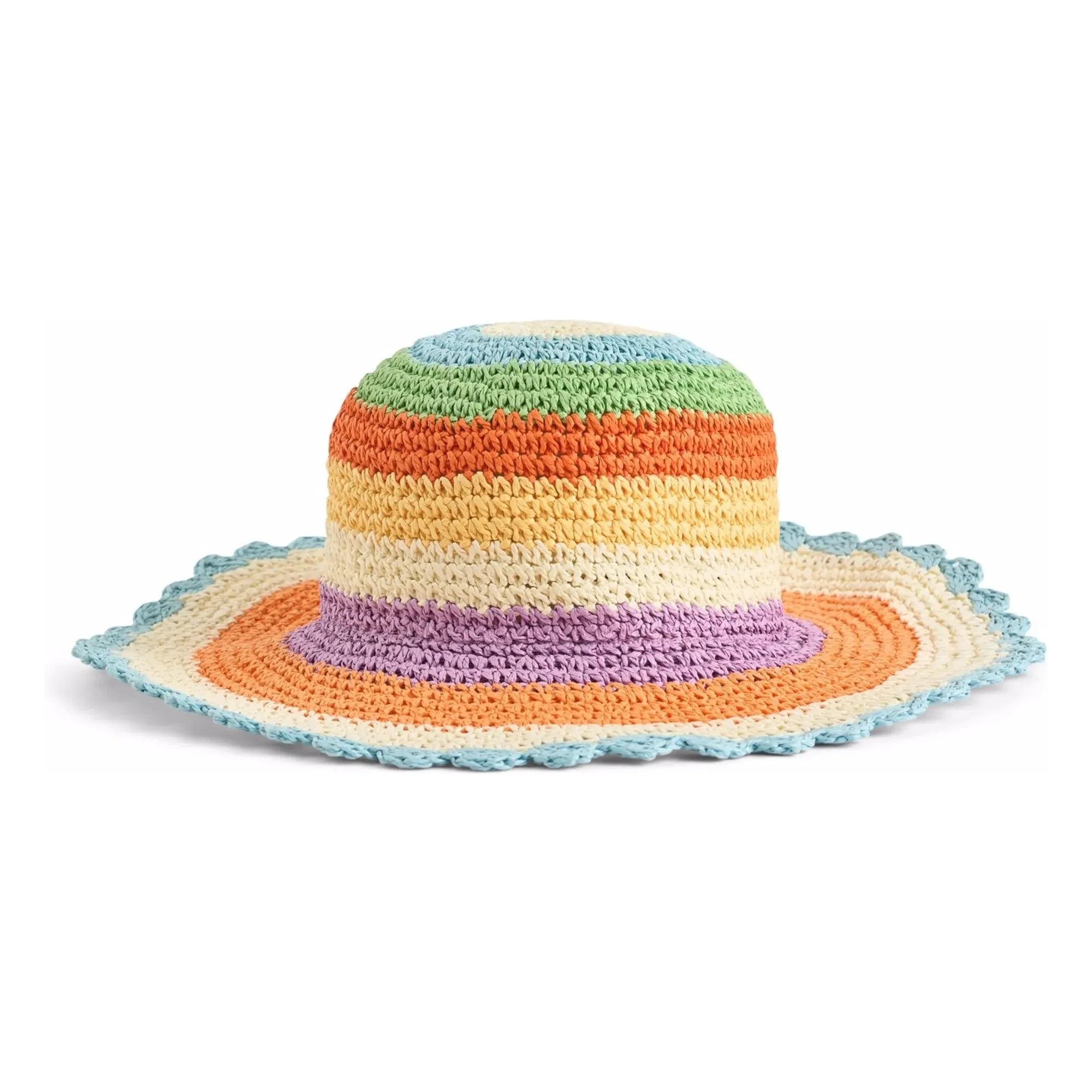 Molo - Large Wavy Striped Paper Straw Hat | Orange