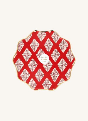Meri Meri - Block Print designed large Christmas plates - set of 8