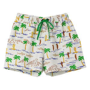 Fabula - Palm Tree Drawstring Shorts | White