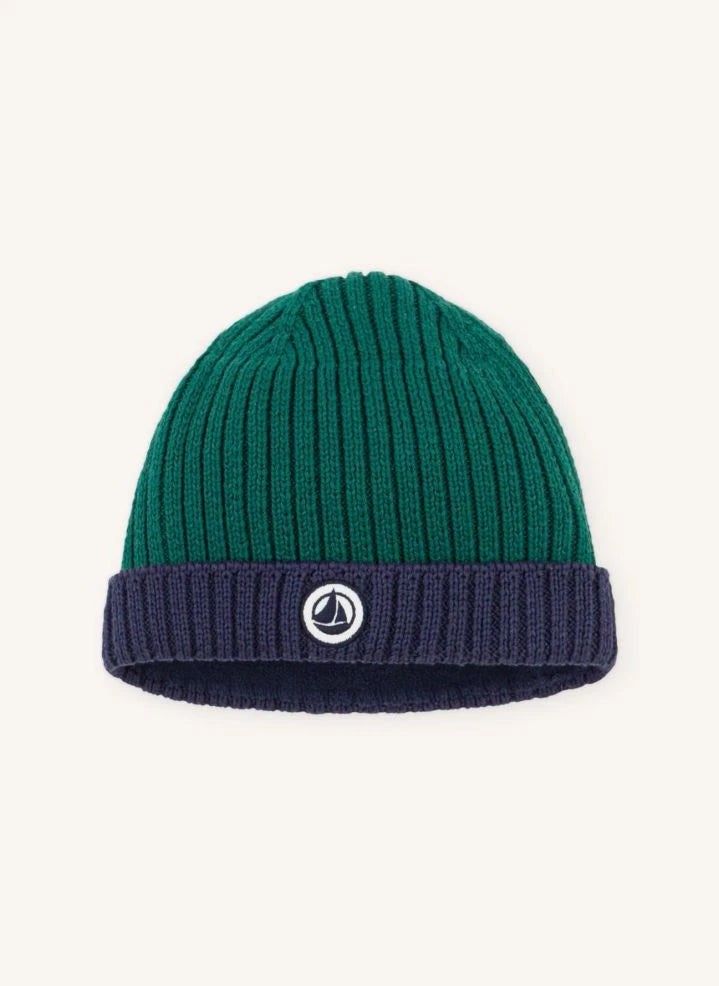 Petit Bateau - Two-tone organic cotton baby hat | Green
