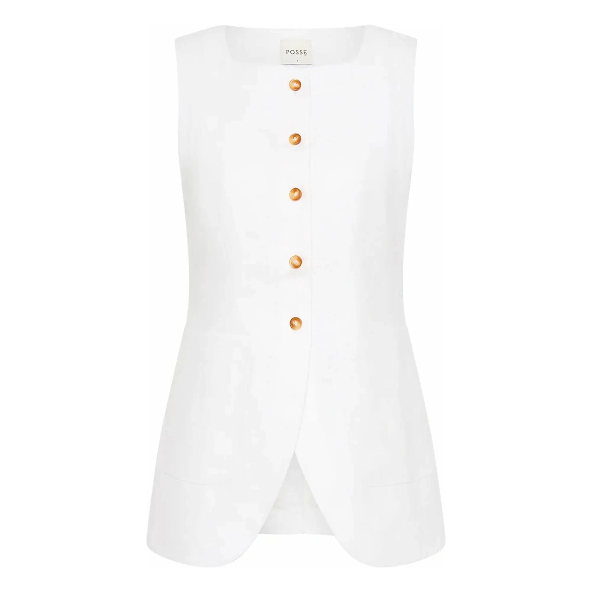 Posse - Emma Sleeveless Linen Vest | Cream