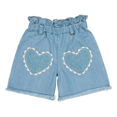 Louis Louise - Coolette Denim Shorts with Hearts | Light Blue