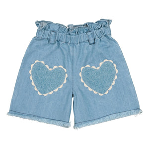 Louis Louise - Coolette Denim Shorts with Hearts | Light Blue