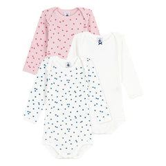 Petit Bateau - Batch 3 Organic Cotton Apple Bodysuits | Ecru