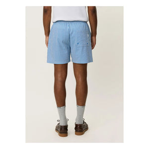 Les Deux - Stan Seersucker Striped Swim Shorts | Blue