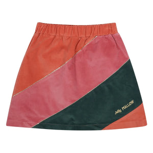 Jelly Mallow - Color-Blocked Velvet Skirt | Orange
