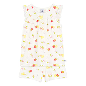 Petit Bateau - Organic Cotton Short Pajamas - Fruit Pattern | Ecru