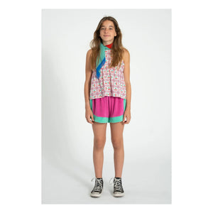 Piupiuchick - Color Block Organic Cotton Towel Shorts | Fuchsia