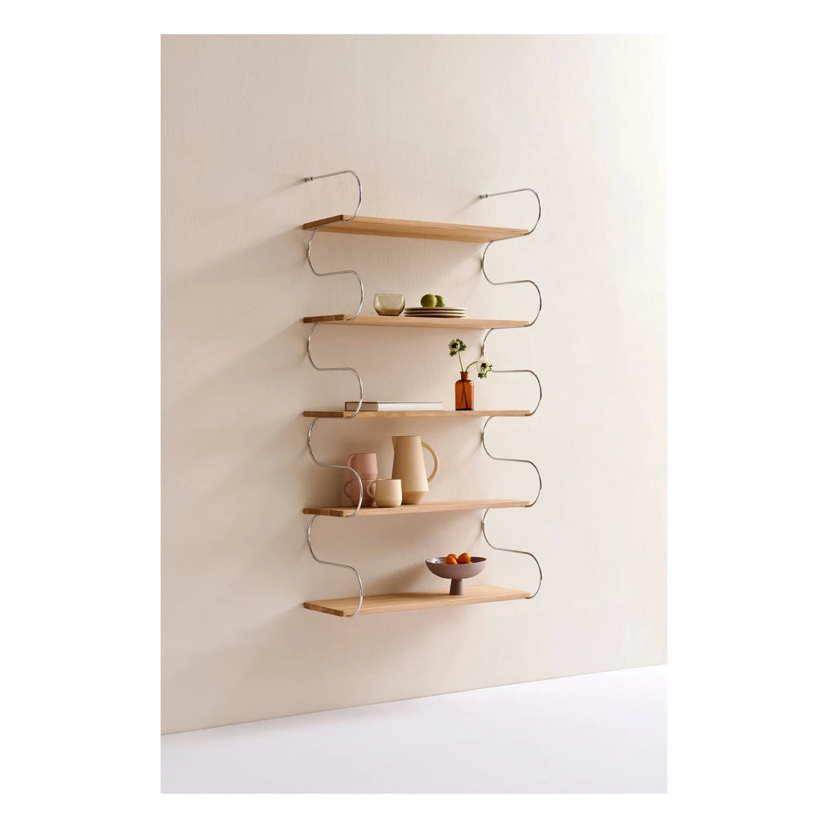 Schneid Studio - Onda Oak Shelf | Chrome