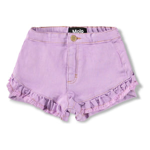 Molo - Agnetha Denim Ruffled Shorts | Purple