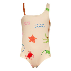 Pepita & Me - Marea Beach Asymmetric Swimsuit | Ecru