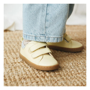 Lazare - Mahaut Striped Distressed Sneakers | Pale Yellow