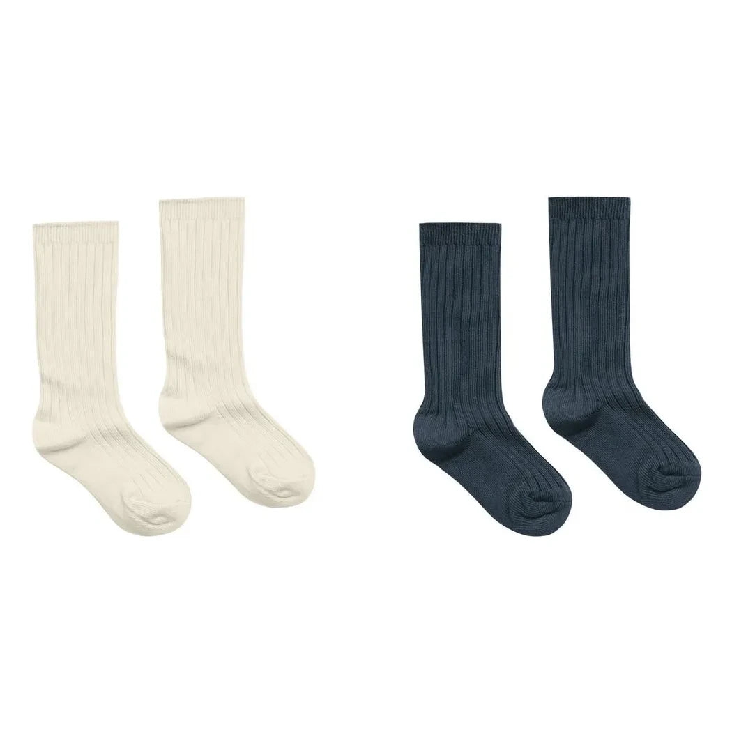 Rylee + Cru - 2 Pair Ribbed Socks Set | Navy