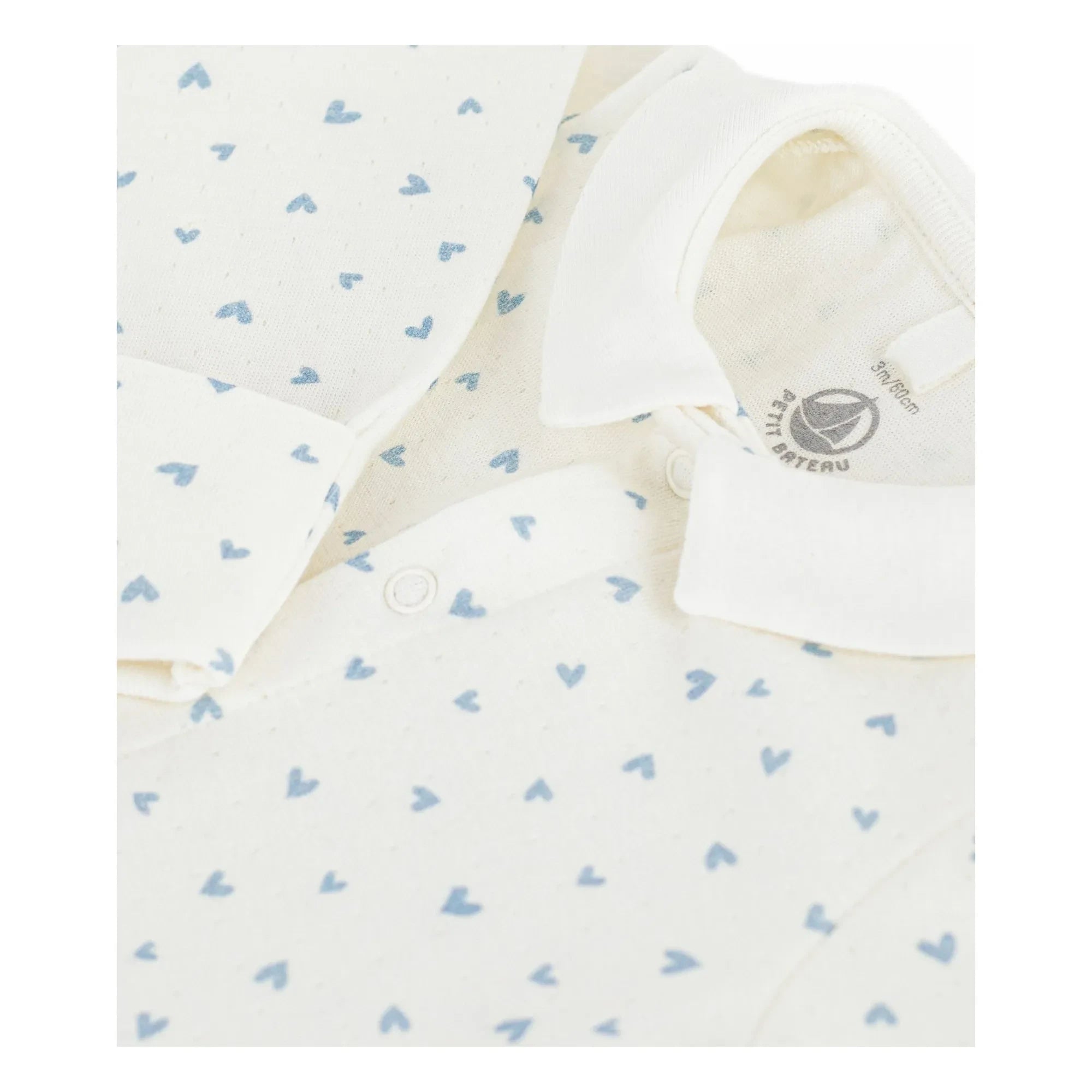 Petit Bateau - Heart Organic Velvet Pajama Sleepsuit | White