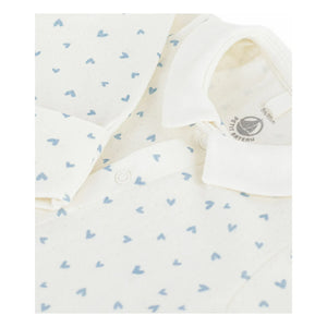 Petit Bateau - Heart Organic Velvet Pajama Sleepsuit | White