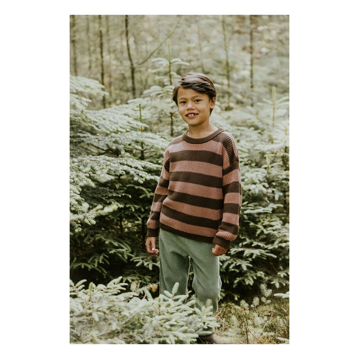 Yuki - Striped Organic Cotton Sweater | Brown