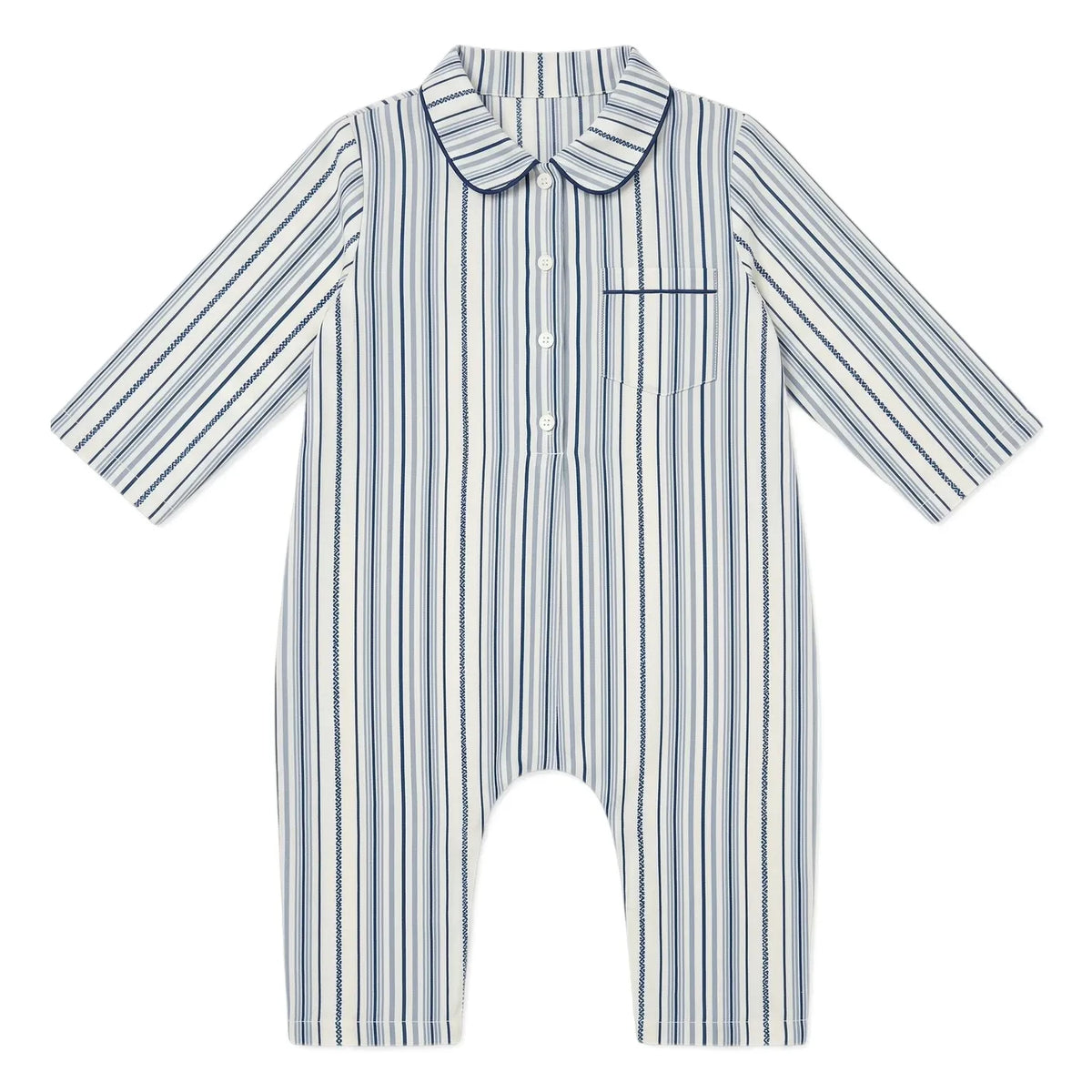 Editions Aimable - Balthazar romper | Azure Striped Poplin