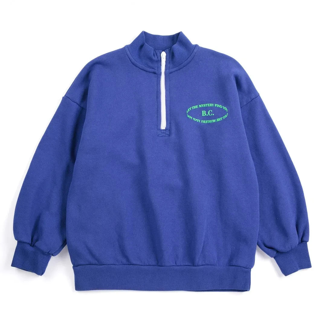Bobo Choses - B.C. Organic Cotton Zip-Up Sweatshirt | Navy Blue