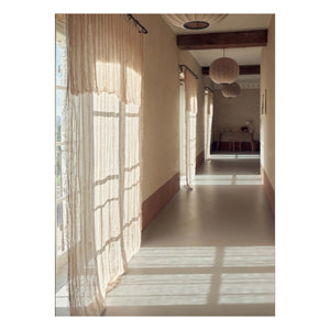 Maison de Vacances - Vice Versa fringed curtain, bayadère linen voile | Havana