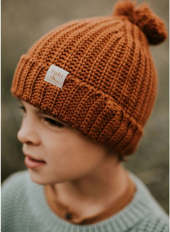Yuki - Organic Cotton Knit Beanie | Brown