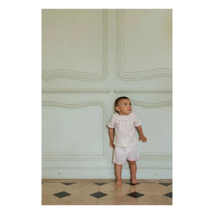 Risu Risu - Lisboa Short Pajamas Cherry Organic Cotton Gauze | Ecru