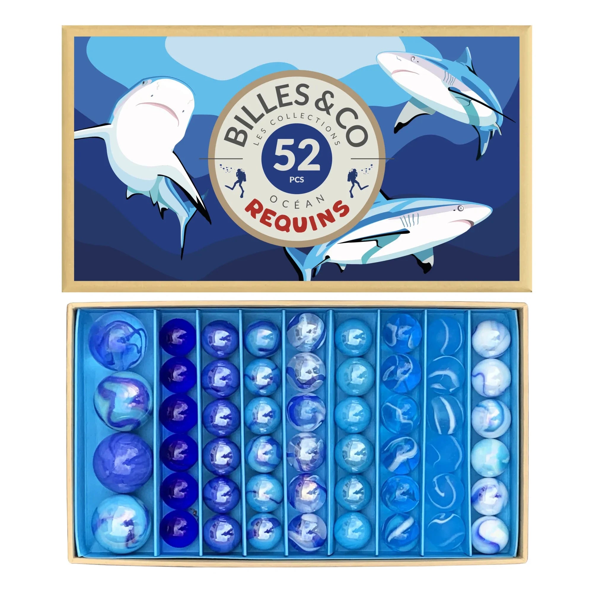 Billes & Co - 52-Piece Marbles Box - Sharks