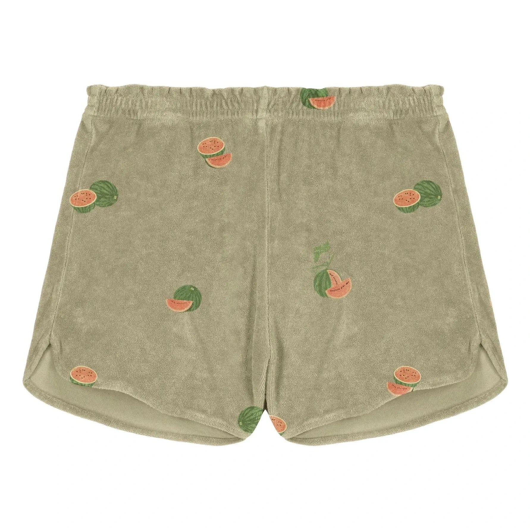 Studio Bohème - Georgy Watermelon Organic Cotton Towel Shorts | Khaki