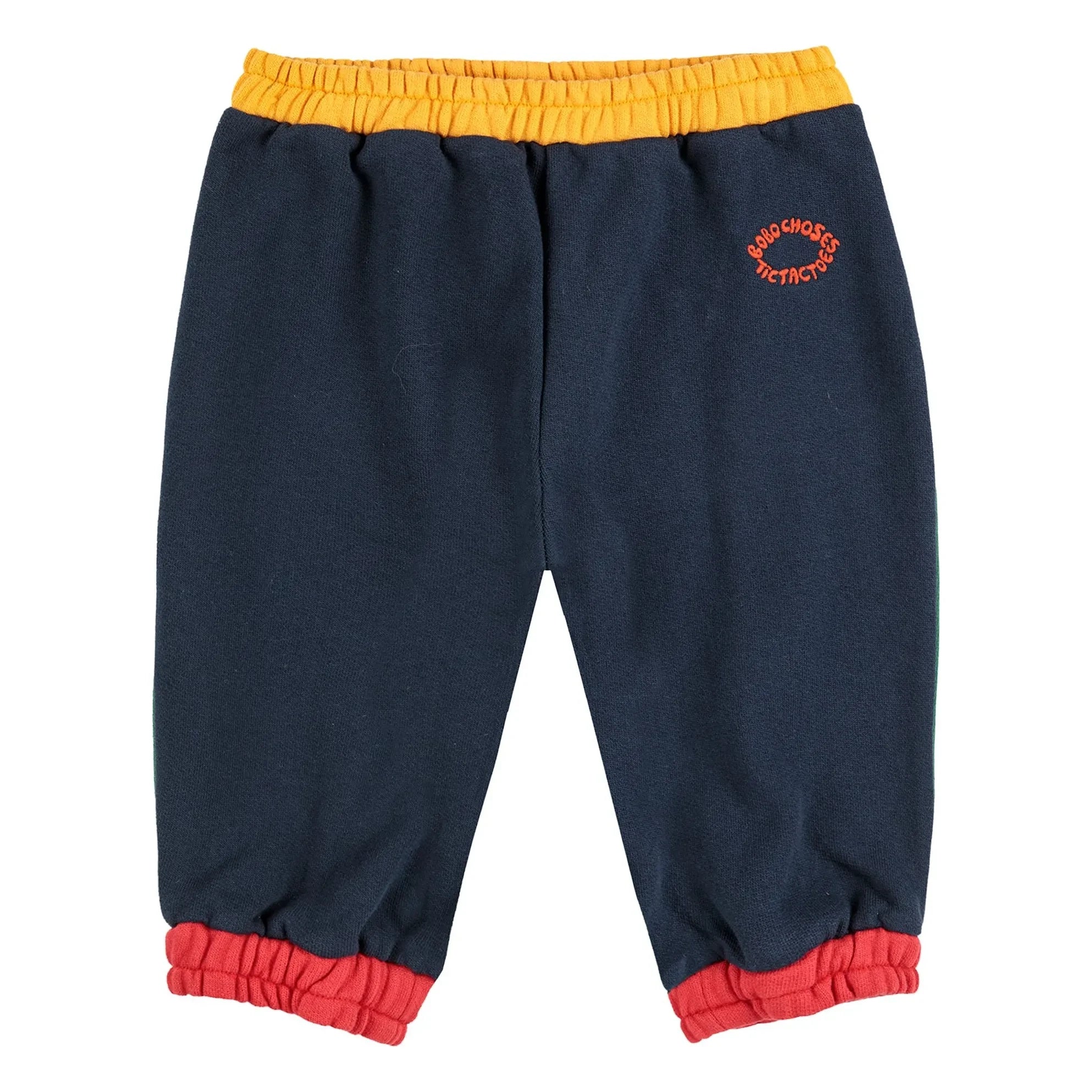 Bobo Choses - Organic Cotton Joggers with Color Blocks | Navy Blue