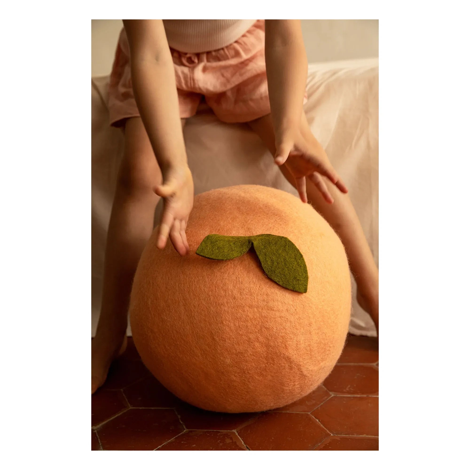 Muskhane - Peach Felt Pouf | Blush