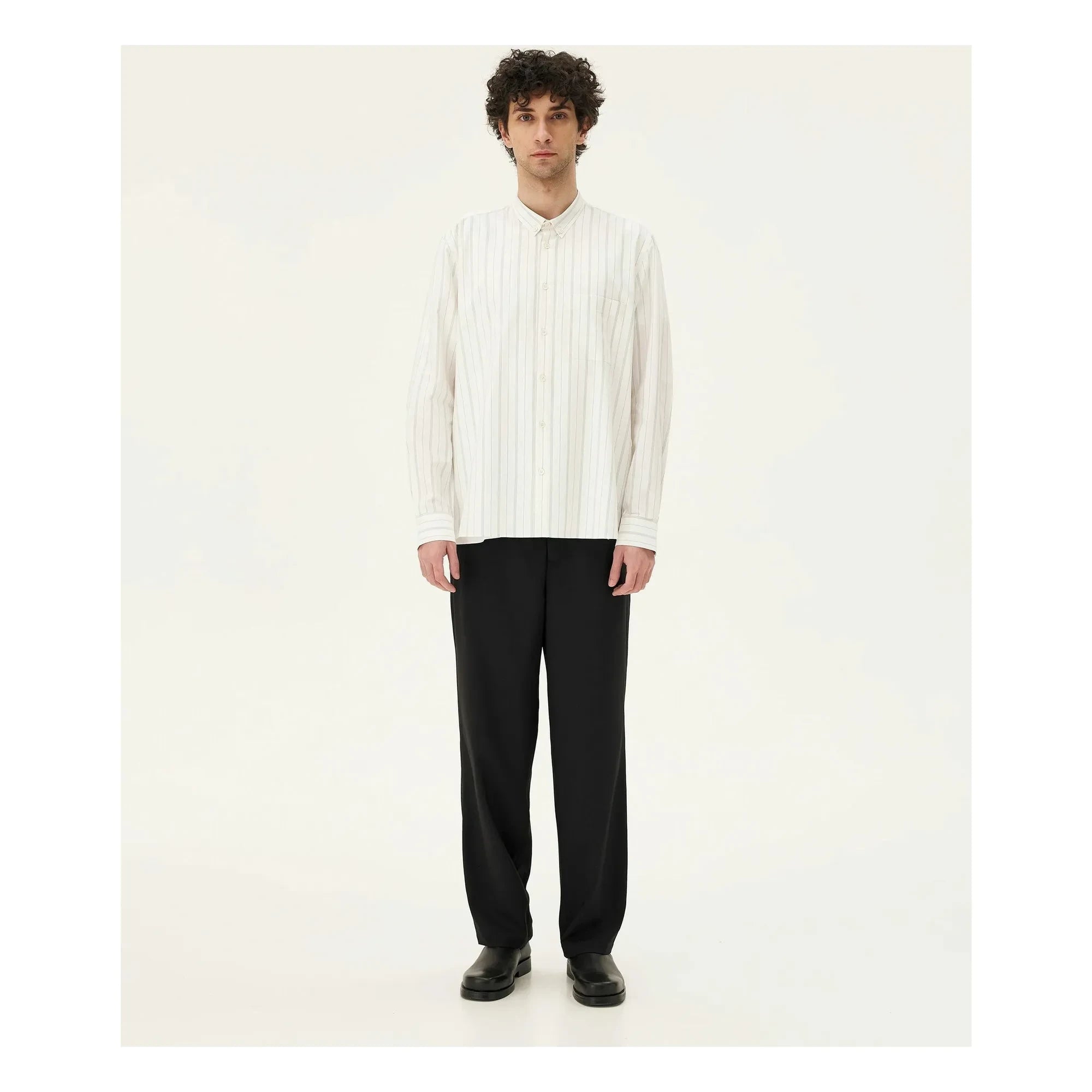 Noyoco - Curtis Striped Shirt Made from Recycled Cotton | White
