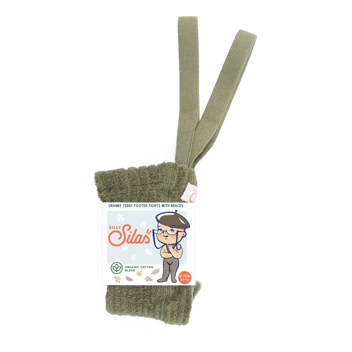 Silly Silas - Teddy Granny Organic Cotton Terry Knit Tights | Olive