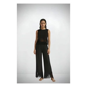 Vanessa Sposi - Linen Fringed Top | Black