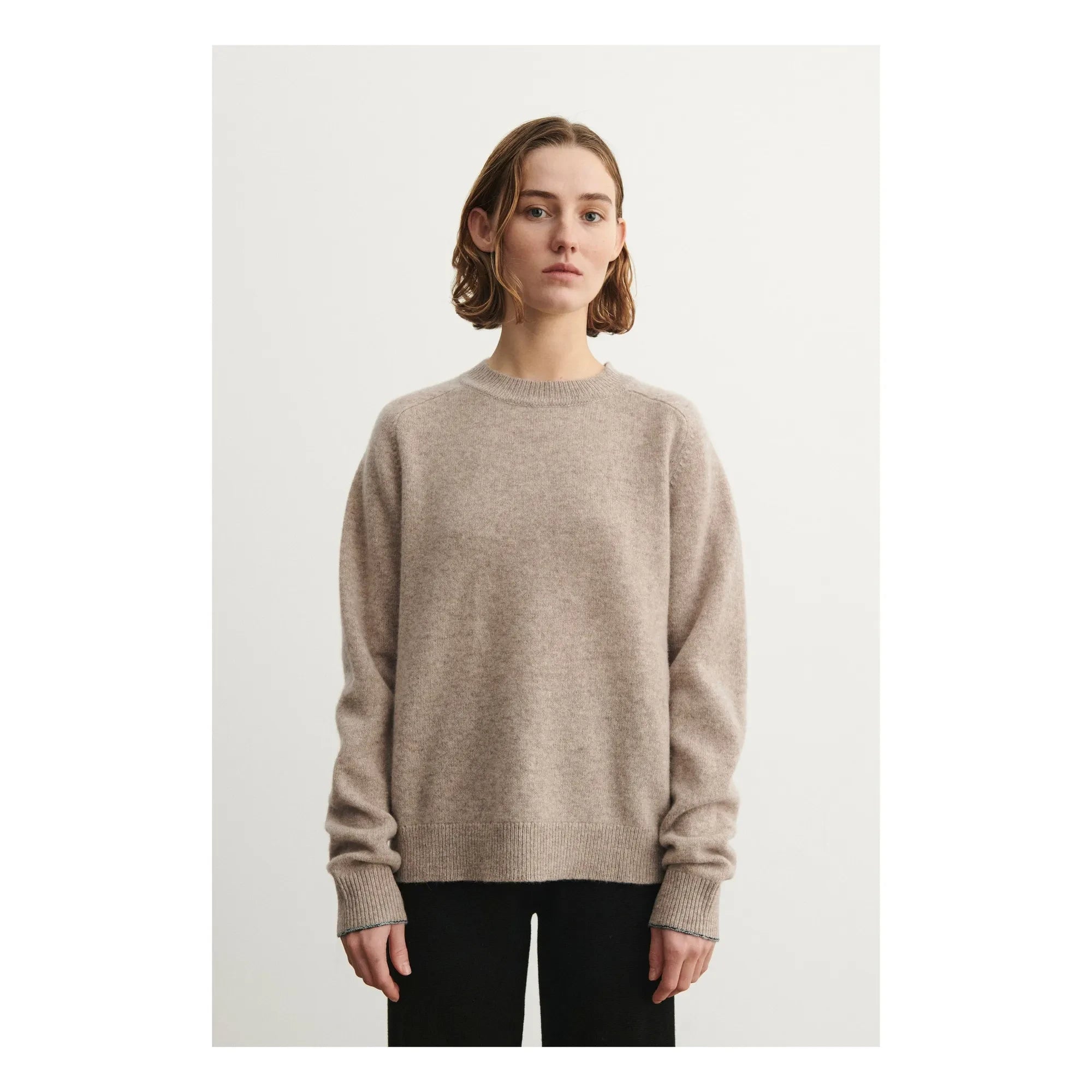 FUB - Women's Collection Round Neck Wool Sweater | Beige