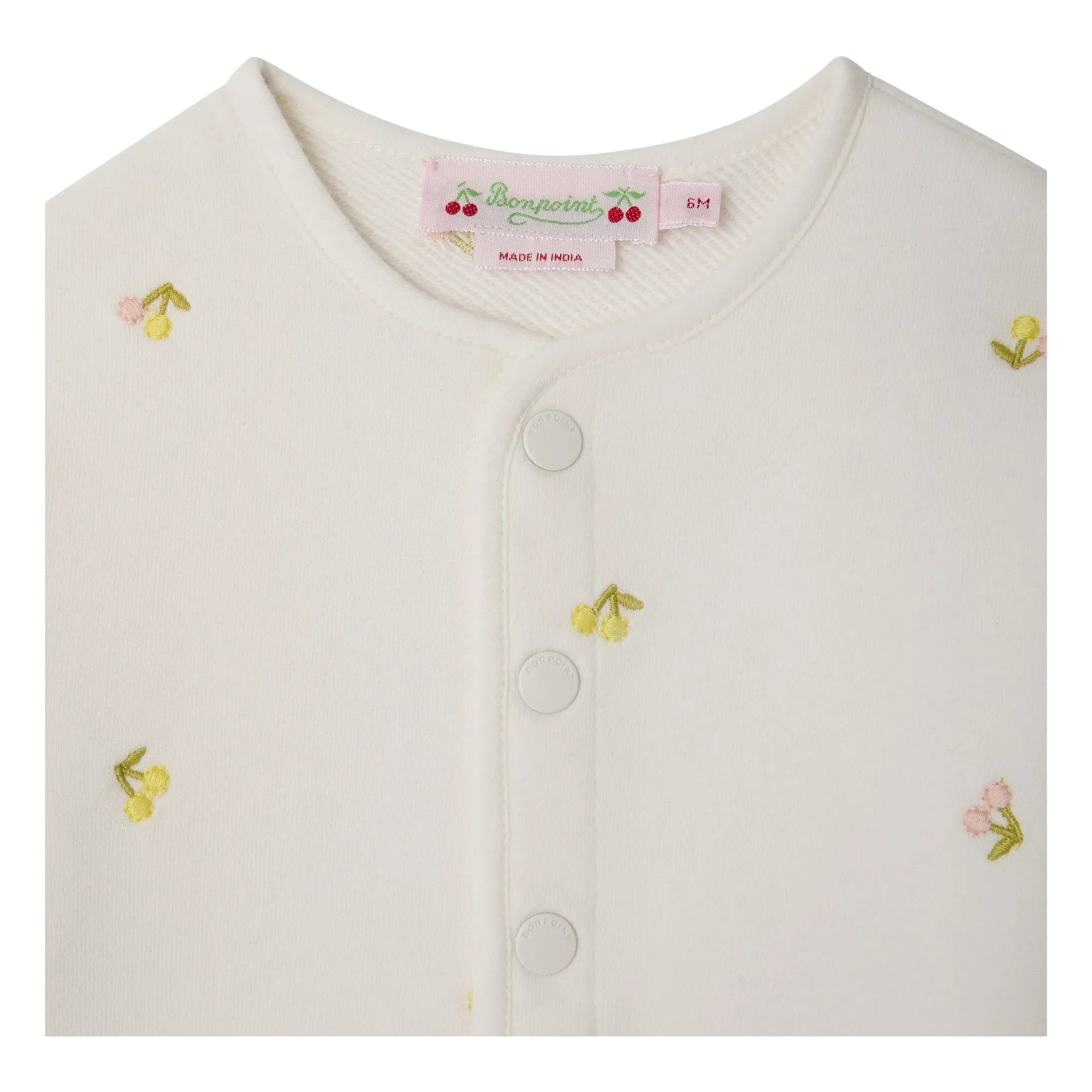 Bonpoint - Eris Cerises Organic Cotton Fleece Cardigans | Ecru