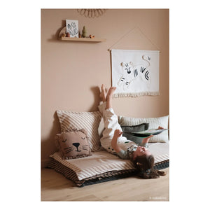 Nobodinoz - Lion Embroidered Pillow | Sand