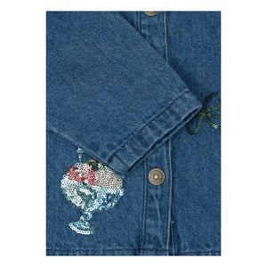 Konges Sløjd - Denim Sequin Ice Cream Motif Organic Cotton Jacket | Blue