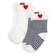 Petit Bateau - Set of 2 Striped Socks | White