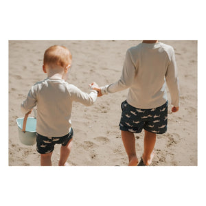 Petit Lem - Textured Fish Print UV Protection T-Shirt & Shorts Set Recycled Fibers | Gray