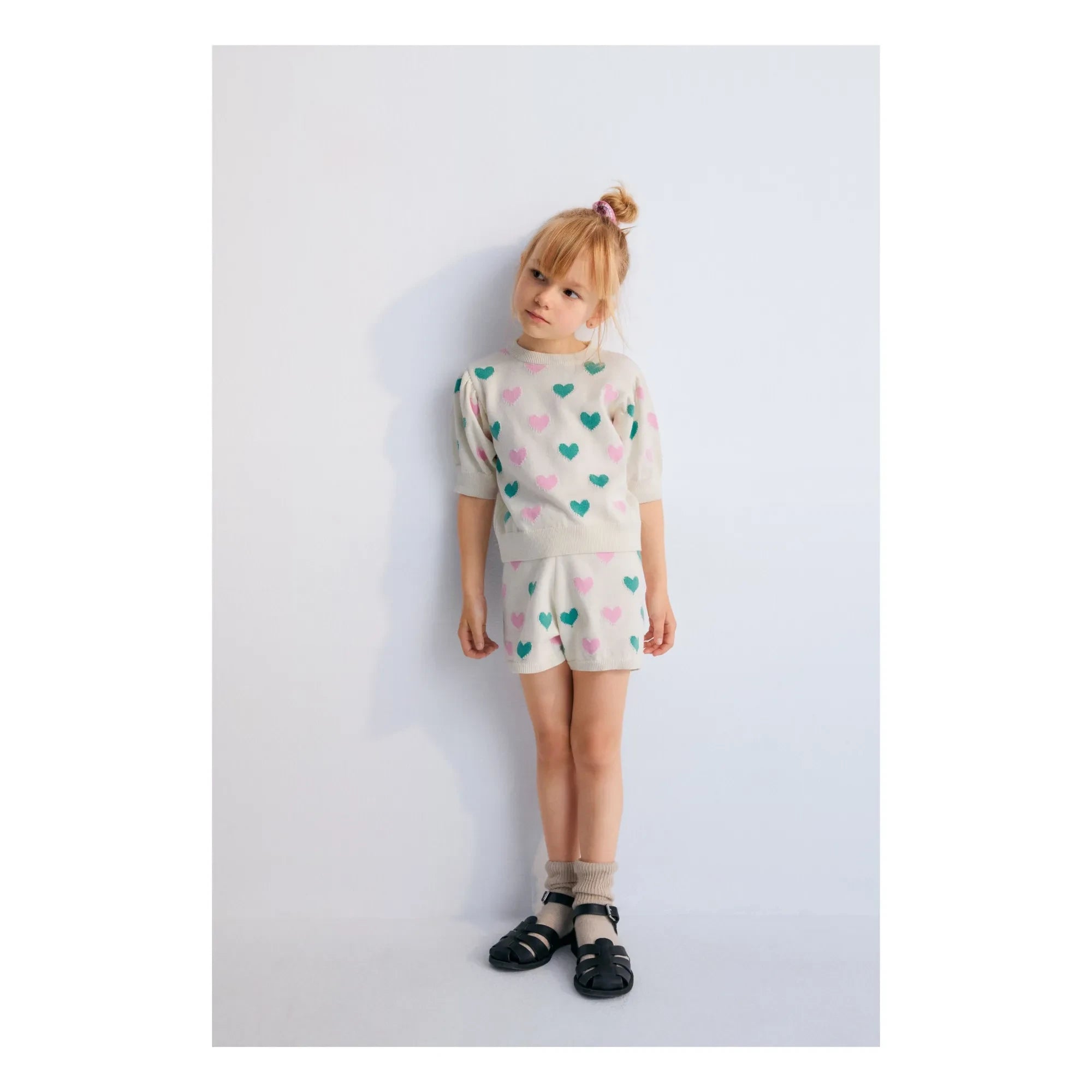 the new society - Oia Organic Cotton Short-Sleeve Heart Sweater | Off-White