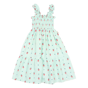 Búho - Organic Cotton Dress with Strawberry Ruffles | Mint Green