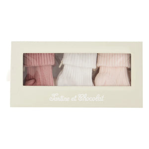 Tartine et Chocolat - 3 Pair Socks Set | Pale Pink