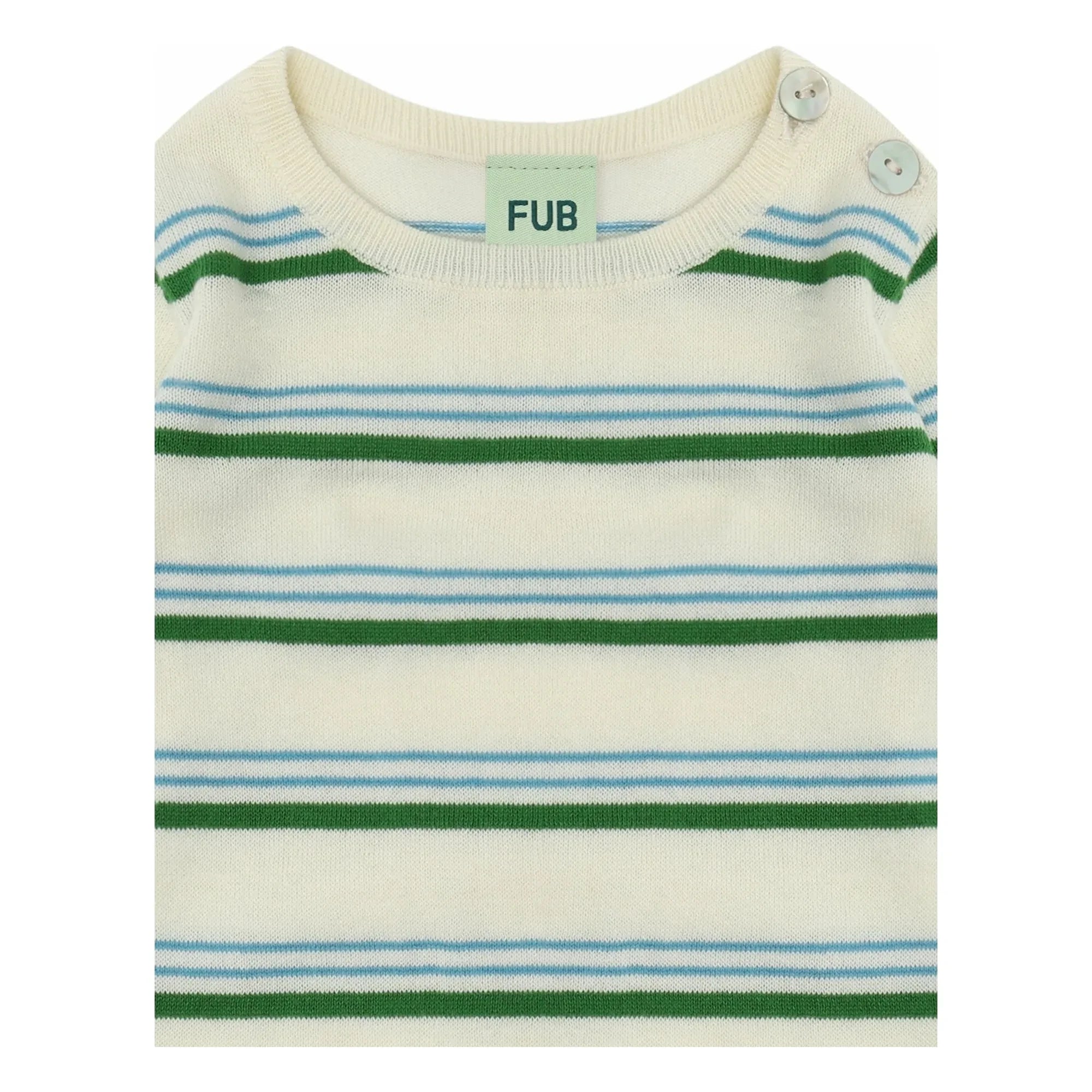 FUB - Striped Organic Cotton Long Sleeve Bodysuit | Green