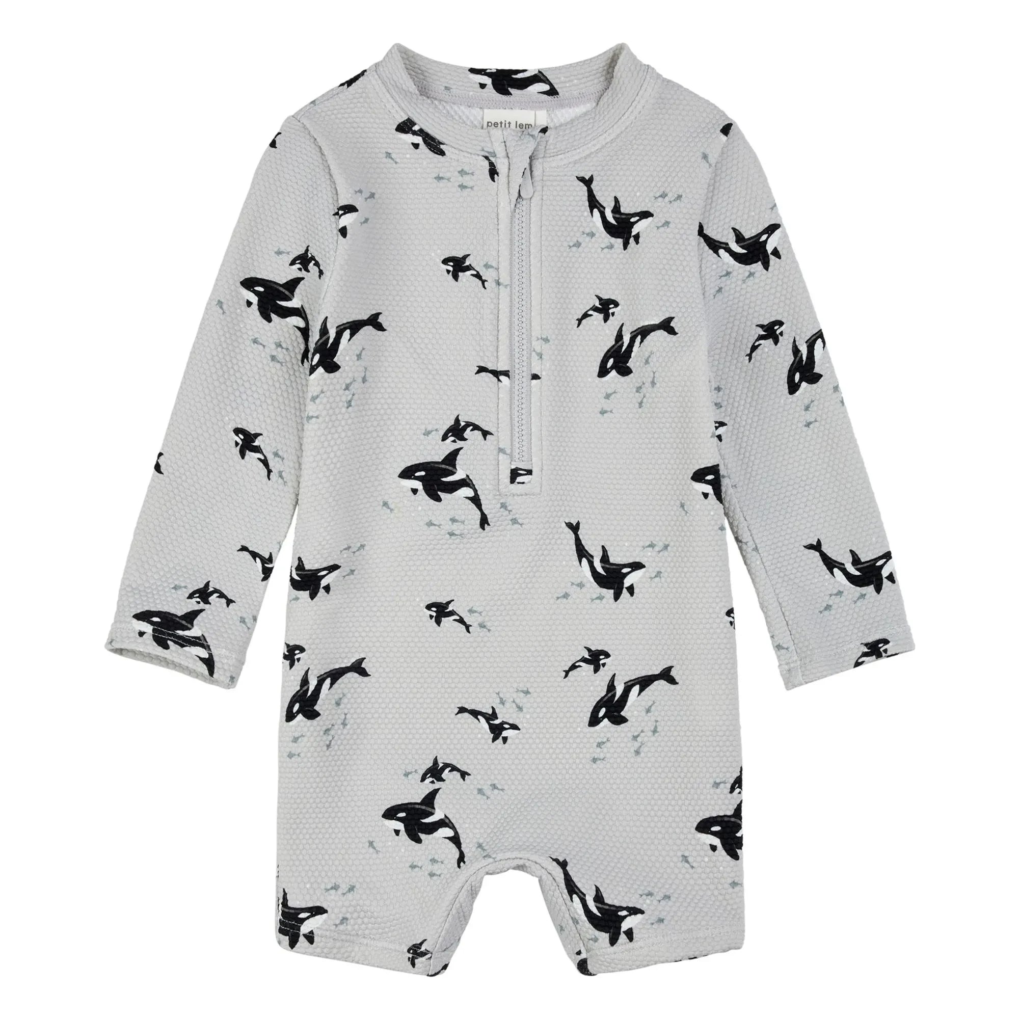 Petit Lem - Orcas Textured Recycled Fiber UV-Resistant Romper | Gray