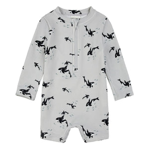 Petit Lem - Orcas Textured Recycled Fiber UV-Resistant Romper | Gray